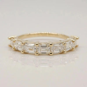 Anillo de Boda Apilable de Moissanita con Corte Esmeralda, Estilo Geométrico de Moda, Engaste de Puntas, Media Eternidad, Anillo a Juego para Fiesta - Product Image 5