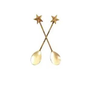 Home Decor Polished Brass <b>coffee</b> <b>Spoon</b> Set Hotel Kitchenware Catering Usage Solid Cutlery <b>Spoon</b> Flatware Set - Product Image 4