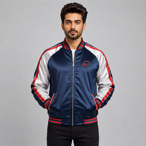 Veste en satin pour homme de haute qualité, couleur personnalisée, avec fermeture éclair, coupe-vent et respirante, streetwear pour la saison hivernale - Product Image 1