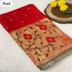 Sari de Seda Paithani Pura VASTRA COTTAGE con Tejido Meenakari en Toda la Superficie y Borde Grande, Sari de Diseño Tradicional Premium - Product Image 6