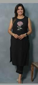 Ropa festiva moderna CORDSET Kurta con detalles bordados Nuevo lanzamiento Pent Style FLEX COTTON Secado rápido Graduación Casual - Product Image 2