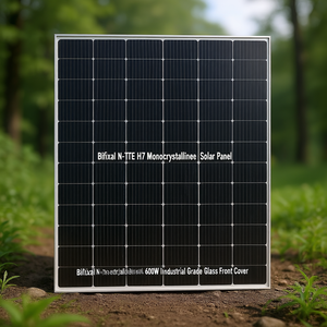 Panneau solaire monocristallin HJT de type N bifacial 600W, qualité industrielle, couvercle avant en verre - Product Image 3