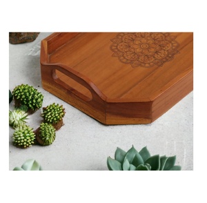 Bandeja cuadrada de madera natural hecha a mano 100%, diseño ecológico de alta calidad, superventas para el hogar o el hotel - Product Image 4