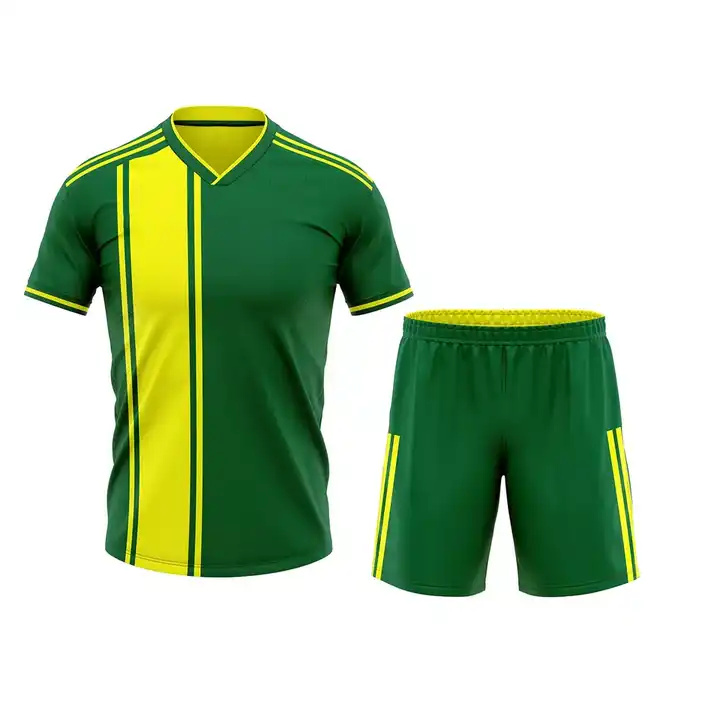 Hot Selling Green Yellow Soccer Stylish Kits Customized Sublimation Design Own Club Logo Football Player Uniform
