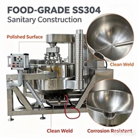 Marmite de cuisson industrielle à viscosité élevée avec mélangeur planétaire, bascule automatique et double grattoir
