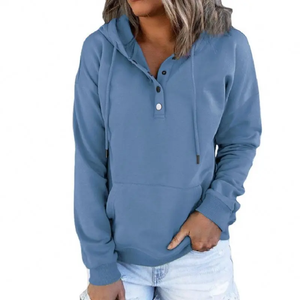 Sweat à capuche oversize pour femme, demi-zip, manches longues, quart de zip, 100% coton, streetwear, imperméable, logo sur le devant - Product Image 1