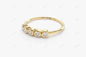 แหวนแต่งงานคลาสสิกสำหรับผู้หญิง ทองคำแท้ 10K/14K/18K สีเหลือง ประดับเพชรธรรมชาติทรงรี 0.14 กะรัต พร้อมใบรับรอง IGI ขนาด 1.30 มม. - Product Image 4