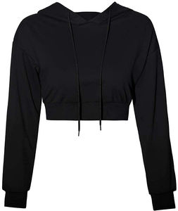 Sudadera con Capucha Corta de Manga Larga para Mujer, con Logotipo Frontal Impreso Personalizado, Mezcla de Poliéster/Algodón, Transpirable, Servicio OEM - Product Image 1