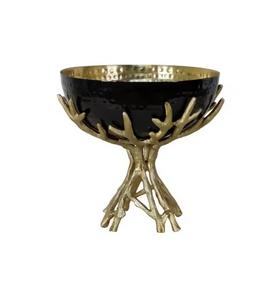 Bol de service en métal de conception de maison de couleur noire 4 en 1 avec support de conception de branche d'arbre vaisselle servant des accessoires de vaisselle d'hôtel - Product Image 1