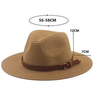 Sombrero de Paja Panamilla para Mujer, Estampado, para Playa, con Borde Ancho, Plegable, Material Toquilla, para Uso Diario - Product Image 2
