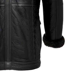<b>Men</b> Genuine Sheepskin Sherpa Shearling <b>Leather</b> Coats Faux Fur Lined Warm <b>Aviator</b> Breathable <b>Leather</b> Coats - Product Image 6