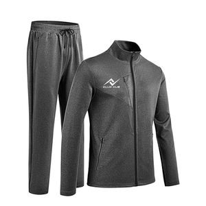 Survêtement de sport de course à pied en satin respirant à fermeture éclair intégrale pour hommes, survêtement à manches longues avec coupe décontractée pour l'hiver - Product Image 1