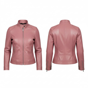 Chaqueta de Motociclista de Cuero Real de Color Personalizado para Mujer, Ajustada, Impermeable, con Forro de Algodón, Estilo Vintage - Product Image 3