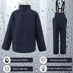 Traje Impermeable para Exteriores con Chaqueta con Capucha, Puños Elásticos, Capa Transpirable Resistente y Personalización con Logotipo - Product Image 3