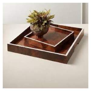 Plateau de service personnalisé en bois d'acacia de forme carrée pour la maison cuisine Restaurant bureau Table à manger organisateur fournitures - Product Image 1