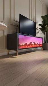 Table basse de cheminée électronique en bois Mobilier de salon or de luxe moderne avec connexion Bluetooth - Product Image 3