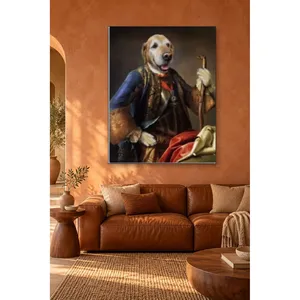 Fida Golden Retriever en costume baroque avec canne, impression sur toile - Product Image 3