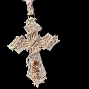 moissanite Diamond Fine Jewelry Pendants & <b>Charms</b> 14k 18k Rose Gold Plated Diamond <b>Cross</b> Pendant for Men Women - Product Image 6