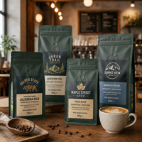 Sacs à café AT PACK personnalisés en Allemagne, en PE, 250g et 500g, avec valve et fermeture éclair refermable pour l'emballage de grains de café torréfiés