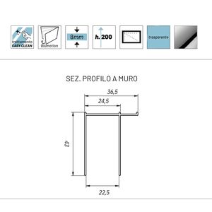 Gelsomino SPF006 8mm porta doccia ad angolo in vetro trasparente con funzione scorrevole dimensioni regolabili 70X100X200h" - Product Image 2