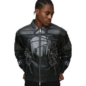 Personnalisable Vintage Zip-Up Hommes Université Veste Solide Motif Faux Cuir Baseball Bomber Avant Logo OEM Service Disponible - Product Image 3