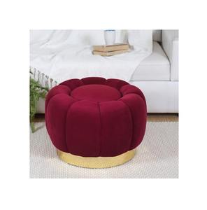 Bedroom Velvet Pouf Stool in Fabric With Flower Design <b>Used</b> in Vanity Stool Luxury Room Round Pouf Stool with Great Price - Product Image 1