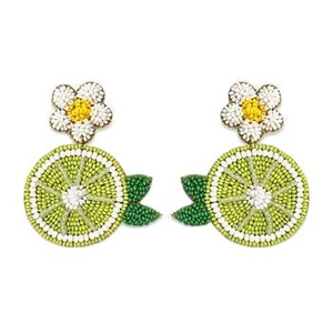 Boucles d'oreilles de luxe en fruits orange pour femmes avec broderie de perles à la main dans un design élégant fantaisie multicolore par glowin fashion - Product Image 3