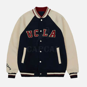 Veste de baseball letterman en coton personnalisée pour hommes, vêtements à col montant unis et vierges, vente en gros - Product Image 1