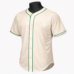 Camiseta de Béisbol Personalizada con Ribete Verde, Uniforme de Equipo con Botones, Transpirable y de Secado Rápido - Product Image 4