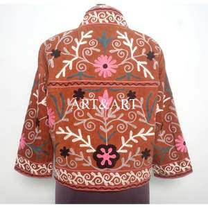 Veste matelassée en coton indien brodée pour femmes, automne/hiver, écologique, respirante, manches longues, longueur régulière, Cotrise - Product Image 5