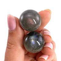 Sphère d'agate labradorite grise naturelle chatoyante, taille personnalisée, polie, haute qualité, pour la thérapie et le Feng Shui, boule de cristal