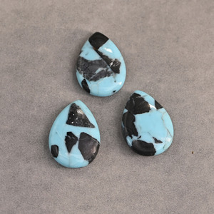 Haute qualité 12x16mm naturel noir bleu Turquoise lisse forme de poire Briolette pour la guérison de l'énergie fabrication de bijoux en pierres précieuses en vrac - Product Image 2