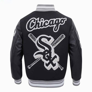 2026 NEW Custom Logo Men's High Quality Vintage Winter Stand Collar <b>Canvas</b> Breathable Baseball Letterman Varsity Jacket - Product Image 5