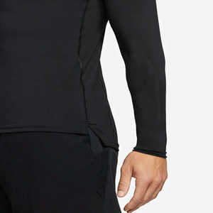 Sweat Wicking léger extensible 92% Polyester 8% Spandex noir hommes Slim Fit haut à manches longues avec respirabilité intégrée - Product Image 6