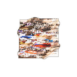 Écharpe en crêpe de soie satinée de luxe, dessinée à la main par un designer, 90x90cm - Product Image 1
