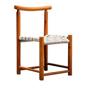 เก้าอี้รับประทานอาหารทำจากโครงไม้สักแข็งพร้อมเบาะหนังทอสำหรับใช้งานในร่มและกลางแจ้ง - Product Image 2