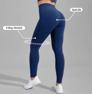 Mallas deportivas para mujer de buena calidad en diferentes tamaños, mallas para mujer, mallas para mujer, bolsillos laterales transpirables de algodón de Color sólido - Product Image 5