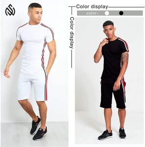 Conjuntos informales de verano para hombre, camiseta de manga corta de Color sólido, pantalones cortos, ropa de calle, trajes de entrenamiento, conjunto de 2 piezas - Product Image 5