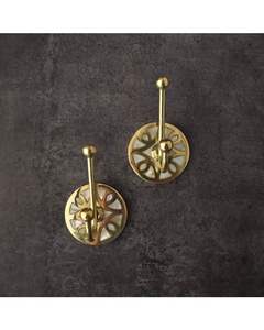 Crochet mural élégant en laiton avec incrustation de mosaïque blanche, crochet en métal décoratif fait à la main pour salle de bain, chambre à coucher, entrée - Product Image 2