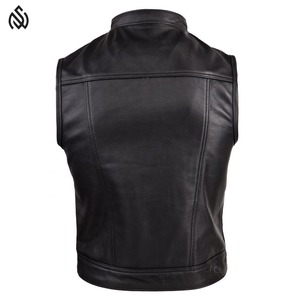 Buena calidad 100% cuero hecho moda chaleco precio razonable hombres ropa transpirable cuero chaleco para hombres - Product Image 2