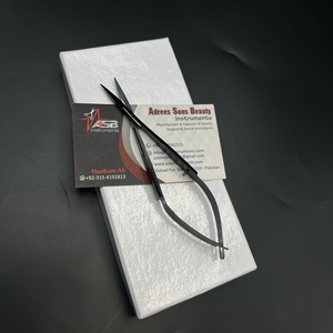 Pince à sourcils pointue au plasma noir avec logo personnalisé et papillon Ciseaux à ressort en acier durable pour la beauté - Product Image 5