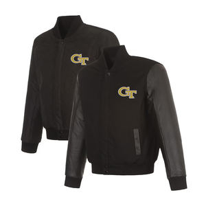 Chaqueta universitaria de manga negra de lujo personalizada para hombre decoración de bordado de invierno Letterman estudiantes servicio OEM transpirable - Product Image 1