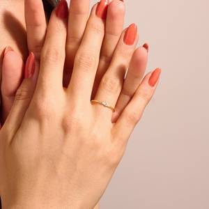 14k Or Minimaliste Conique Baguette Solitaire Diamant Bague En Or Massif Petite Bague De Fiançailles pour les Femmes Cadeau De Mariage pour Elle IGI - Product Image 5