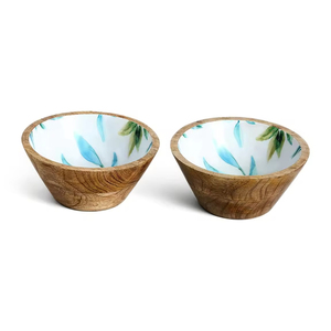 Ensemble de saladiers en bois avec 2 bols de service pour un décor divertissant Utilisez un bol en bois de mangue de qualité supérieure avec imprimé floral Extra large - Product Image 4