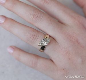 Anillo de Compromiso de Moissanita de Corte Marquesa de 1 Quilate Premium, Claridad E/F VVS, Sin Níquel, Sin Plomo, Joyería Nupcial para Mujer, Venta al Por Mayor - Product Image 5