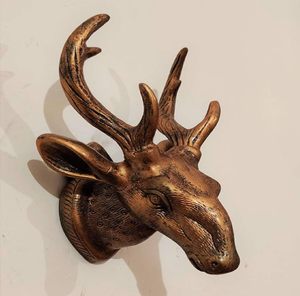 ประติมากรรมหัวสัตว์ติดผนังรูปกวางทองเหลือง ทนทานต่อการกัดกร่อน งานแฮนด์เมด ตกแต่งสไตล์ธรรมชาติ ปรับแต่งได้ มีจำหน่าย - Product Image 1