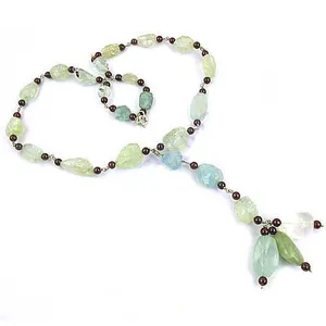 Aquamarine Zircon Beaded Sterling Silver <b>Necklace</b> Women Handmade Rose Gold Rhodium Plating Trendy Strand <b>Chain</b> Wedding Gift ART - Product Image 2