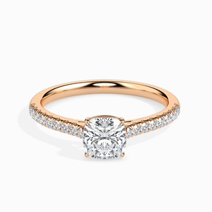 1.00CT Cushion Cut Lab Grown Diamond Engagement Ring 14k Solid Gold Solitaire Halo Ring for Proposing <b>Girlfriends</b> Fine Jewelry - Product Image 6