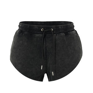 Short de lavage à l'acide de couleur noire pour hommes coton 260 280 300 GSM cordon Vintage lavage à l'acide court avec conception personnalisée OEM personnalisé - Product Image 6