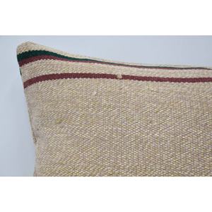 หมอนผ้าวูลลายทางสีเบจ16X24นิ้วหมอนเน้นหรูหราสำหรับโซฟาเตียงทอวินเทจปุยคริสต์มาส - Product Image 2